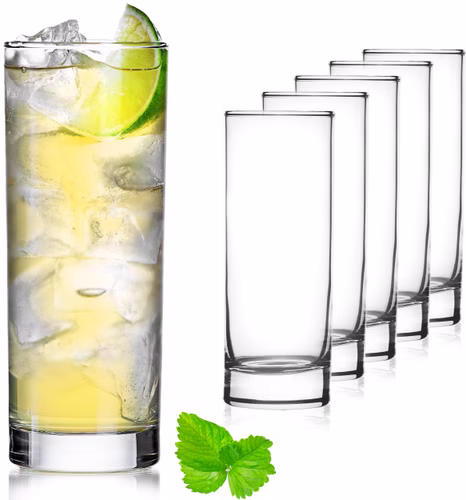 PLATINUX Hohe Trinkgläser aus Glas 340ml (max.350ml) Set 6-Teilig Wassergläser Saftgläser