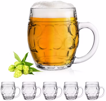 PLATINUX Biergläser mit Henkel 500ml (max.610ml) aus Glas Set 6-Teilig Bierglas Bierkrug Maßkrug