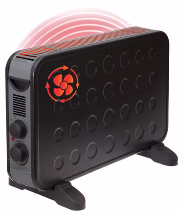 Brollux Elektroheizung 2000W mit Lüfter BT2K mobiles Heizgerät Elektroheizkörper Konvektor Elektrische Heizung 3 Stufen Thermostat schwarz