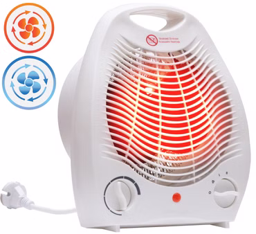 Brollux Heizlüfter & Ventilator 2000W mobiles Heizgerät FH1 Thermoventilator Elektroheizung Spiralheizkörper Heizspirale Elektroheizkörper weiß
