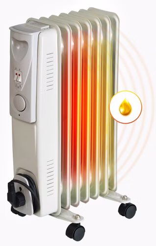 Brollux Ölheizung elektrisch 1500W Ölradiator Elektroheizung 7 Lamellen mobiler Elektroheizkörper Heizgerät Ölradiator Thermostat 