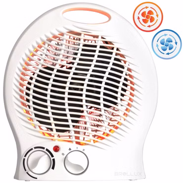 Brollux Heizlüfter & Ventilator 2000W mobiles Heizgerät VO-W Thermoventilator Elektroheizung Spiralheizkörper Heizspirale Elektroheizkörper