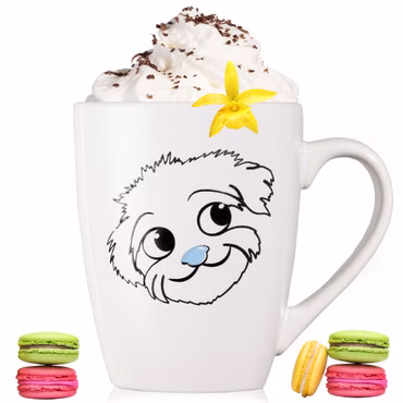 PLATINUX Kaffeetasse mit Griff 250ml Tasse mit Hunde Motiv "Flocke" Teetasse x1