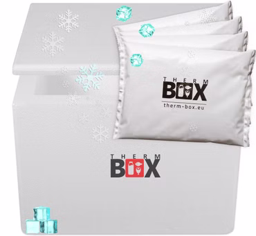 THERM BOX Styroporbox 27W mit 4x Kühlakku für Kühlbox 27,9L Innen:37x26x29cm Transportbox Thermbehälter Wiederverwendbar