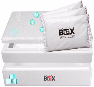 THERM BOX Modularbox 25M mit 3x Kühlakku für Kühlbox 25,8L Innen 49x30x17cm Transportbox Thermobehälter Wiederverwendbar