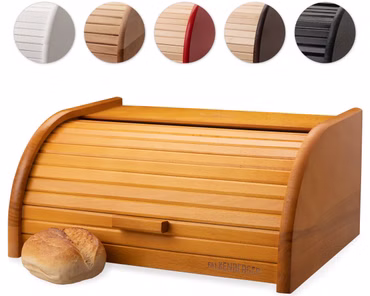 FALKENBERGER Brotkasten aus Holz ca. 39x29x18cm Brotbox mit Roll-Deckel Rollbrotkasten Handmade