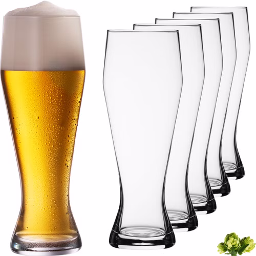 IMPERIAL glass Hohe Weizengläser aus Crystalline Glas Set 6 Stück 500ml (max. 700ml) Spülmaschinenfest Biergläser 0,7L
