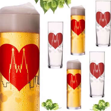 IMPERIAL glass Kölschgläser mit Kölner Dom Skyline Motiv Set 6-Teilig 200ml (max. 240ml) Kölschstangen aus Glas