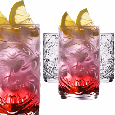 PLATINUX Tiki Gläser Set 4-Teilig aus Glas 350ml (max. 450ml) Cocktailgläser Trinkgläser