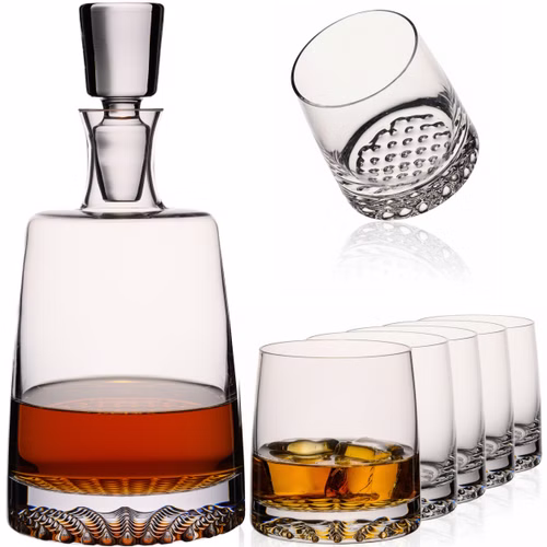 IMPERIAL glass Whiskykaraffe Set mit 6 Whiskygläsern 380ml aus Crystalline Glas "Faro"