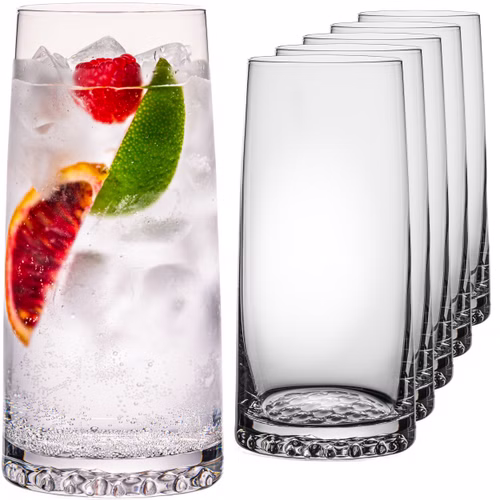 IMPERIAL glass Trinkgläser 6er Set "Faro" - Wassergläser aus Crystalline Glas 530ml, strukturierter Boden spülmaschinenfest