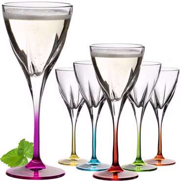 IMPERIAL glass Bunte Sektgläser 160ml (max. 214ml) Set 6-Teilig Champagnergläser aus Crystalline Glas Spülmaschinenfest