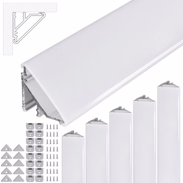 Brollux Profi LED Profil V24, Set 5x200cm, Eckprofil 45° inkl. opaler Abdeckung