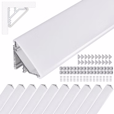Brollux Profi LED Profil V24, Set 10x200cm, Eckprofil 45° inkl. opaler Abdeckung