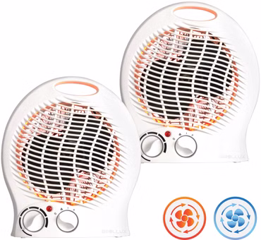 Brollux 2x Heizlüfter & Ventilator 2000W mobiles Heizgerät VO-W Thermoventilator Elektroheizung Spiralheizkörper Heizspirale Elektroheizkörper