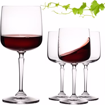 IMPERIAL glass Eckige Weingläser 380ml Set 4-Teilig "Rio" Rotweingläser aus Crystalline Glas