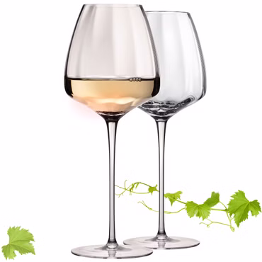 IMPERIAL glass Große Weißweingläser gewellt 650ml Set 2-Teilig "Cali" Bauchige Chardonnaygläser aus Crystalline Glas Handmade