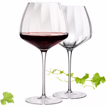 IMPERIAL glass Große Rotweingläser gewellt 930ml Set 2-Teilig "Cali" Bauchige Burgundergläser aus Crystalline Glas Handmade