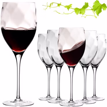 IMPERIAL glass Elegante Rotweingläser 350ml "Glamour" Set 6-Teilig Weingläser aus Crystalline Glas Handmade