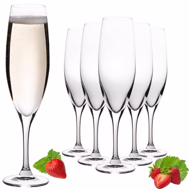 PLATINUX Champagnergläser 180ml (max. 215ml) Sektgläser aus Crystalline Glas Set 6-Teilig Spülmaschinenfest