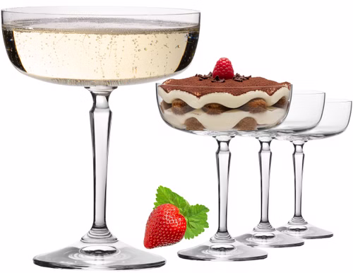 IMPERIAL glass Eckige Sektschalen 260ml Set 4-Teilig "Rio" Champagnergläser aus Crystalline Glas
