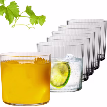 IMPERIAL geriffelte Trinkgläser 350ml - Wassergläser 6er Set aus Crystalline Glas Serie "London" Spülmaschinenfest 