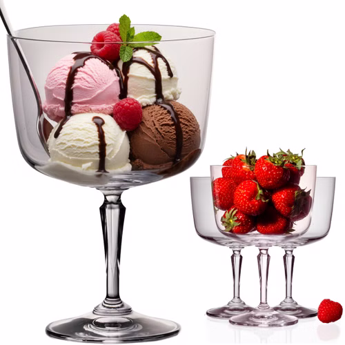 IMPERIAL glass Dessertschalen Set 4x Dessertglas auf Fuß aus Crystalline Glas, spülmaschinengeeignet Serie "Rio"