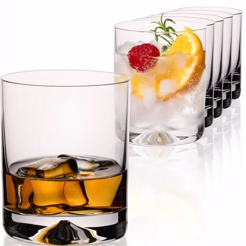 IMPERIAL glass Trinkgläser 6er Set 360ml - Whiskeygläser aus bleifreiem Crystalline Glas mit geformtem Glasboden spülmaschinenfest
