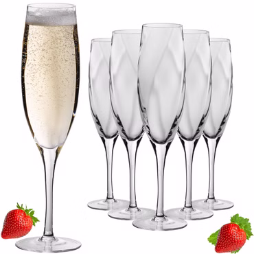 IMPERIAL glass gemusterte  Sektkelche 170ml Set 6-Teilig Sektgläser "Glamour" aus Crystalline Glas Handarbeit