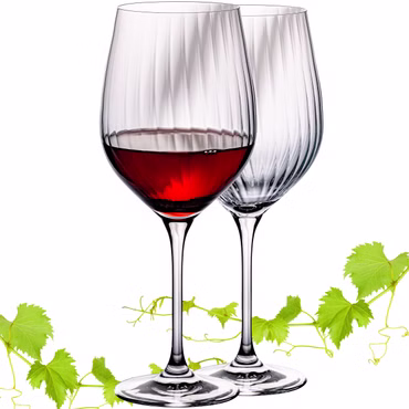 IMPERIAL glass Rotweingläser 450ml "London" Set 2-Teilig geriffelte Weingläser aus Crystalline Glas Universalweingläser