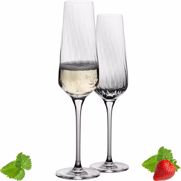 IMPERIAL glass Sektkelche 200ml (max 230ml) "London" Set 2-Teilig geriffelte Sektgläser aus Crystalline Glas
