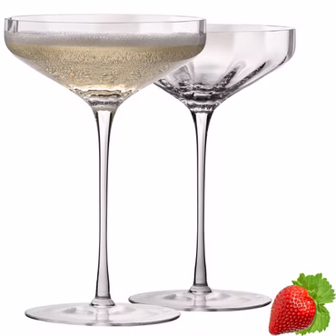 IMPERIAL glass große Sektschalen gewellt 320ml Set 2-Teilig "Cali" Champagnergläser aus Crystalline Glas Handmade