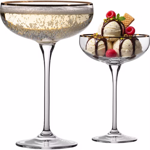 IMPERIAL glass Sektschalen mit Goldrand 270ml Champagnergläser Set 2-Teilig Sektgläser aus Crystalline Glas