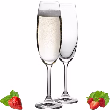 PLATINUX Sektgläser 170ml (max. 200ml) Sektkelche aus Crystalline Glas Set 2-Teilig Spülmaschinenfest