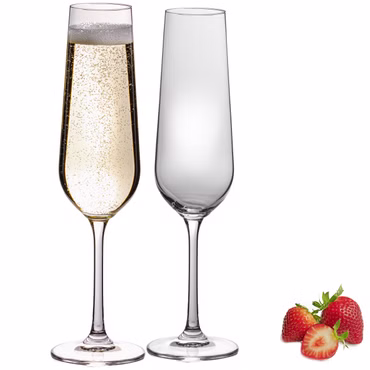 IMPERIAL glass Sektgläser 2er Set – schlanke Sektflöten aus Crystalline Glas 228ml "Barcelona" – spülmaschinenfest