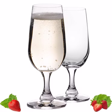 PLATINUX Sektkelche 180ml Serie "Berlin" Sektgläser aus Crystalline Glas Set 2-Teilig Spülmaschinenfest