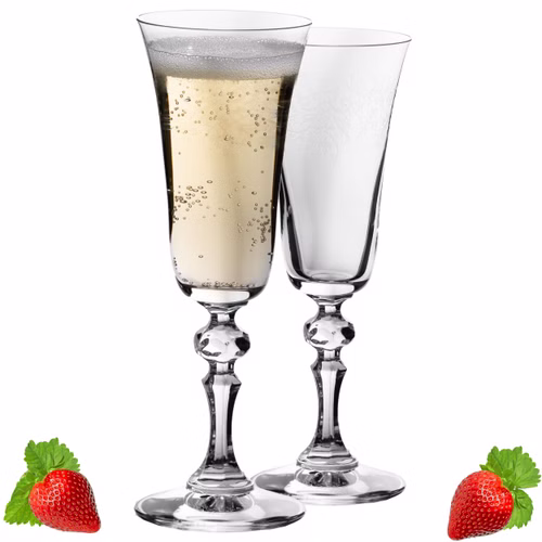 IMPERIAL glass Stilvolle Sektgläser mit Ornament Verzierung 180ml "Vintage" Set 2-Teilig Sektkelche aus Crystalline Glas