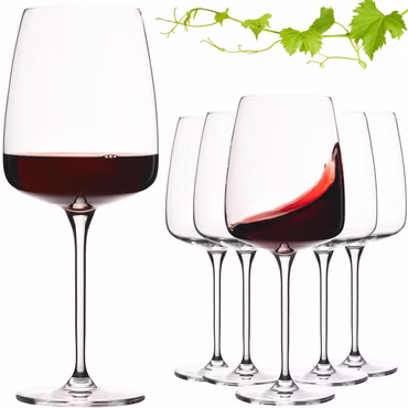 IMPERIAL glass Große eckige Rotweingläser 600ml Set 6-Teilig "Milano" Burgundergläser aus Crystalline Glas Spülmaschinenfest