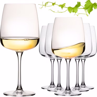 IMPERIAL glass Große Eckige Weißweingläser 480ml "Milano" Set 6-Teilig Chardonnay Glas aus Crystalline Glas Spülmaschinenfest