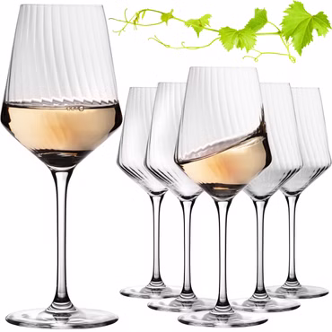 IMPERIAL glass Weißweingläser 460ml "London" Set 6-Teilig geriffelte Weingläser aus Crystalline Glas