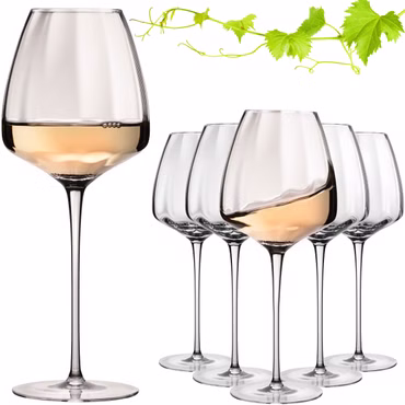 IMPERIAL glass Große Weißweingläser gewellt 650ml Set 6-Teilig "Cali" Bauchige Chardonnaygläser aus Crystalline Glas Handmade