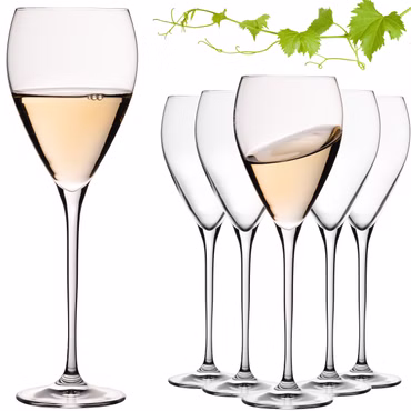 IMPERIAL glass Tropfenförmige Weißweingläser 350ml "Paris" Set 6-Teilig Weingläser aus Crystalline Glas