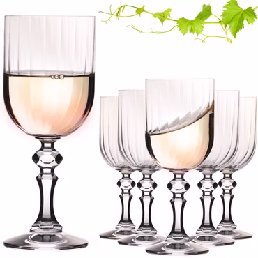 IMPERIAL glass Geriffelte Weingläser 320ml "Prag" Set 6-Teilig Weißweingläser aus Crystalline Glas