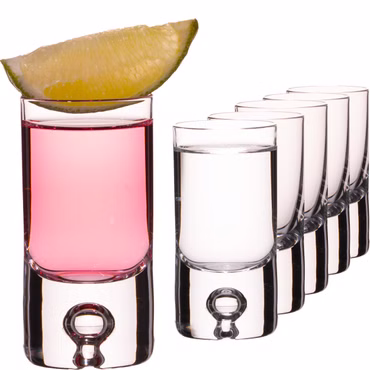 IMPERIAL Shotgläser 6er Set – Schnapsgläser aus Crystalline Glas 30ml mit Luftblase im Boden Handmade "Lissabon"