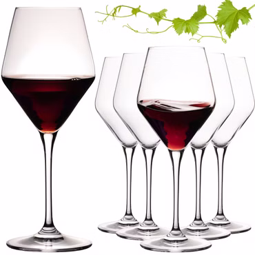 IMPERIAL glass Rotweingläser 375ml Serie "Rom" Set 6-Teilig Bordeauxgläser aus Crystalline Glas