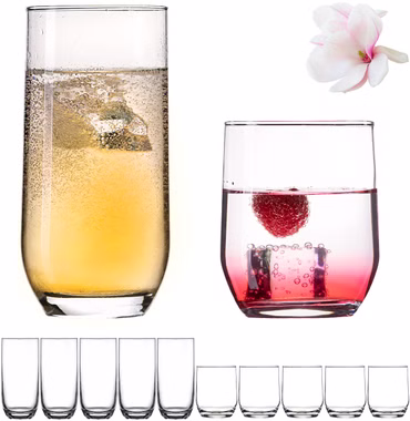PLATINUX Elegante Trinkgläser aus Glas 240ml & 360ml Set 12-Teilig Wassergläser Spülmaschinenfest