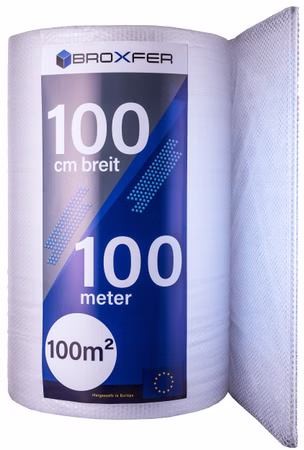 Broxfer Luftpolsterfolie Rolle 1m x 100m Polsterfolie für Umzug / Versand 2-schichtig LPF
