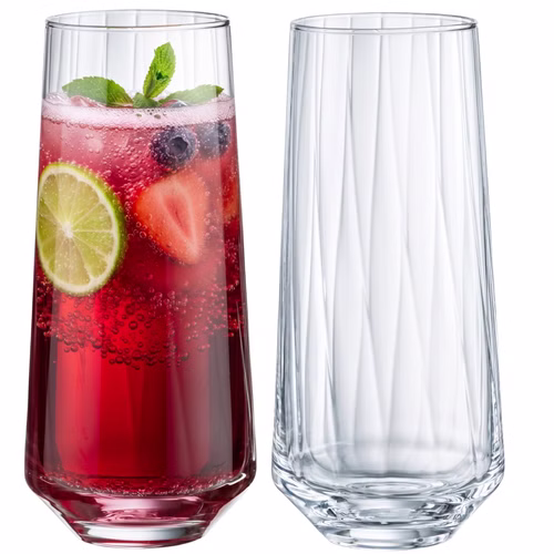 IMPERIAL Trinkgläser 2er Set – Strukturierte Gläser geriffelt aus Crystalline Glas 420ml "London/Cali" Spülmaschinenfest