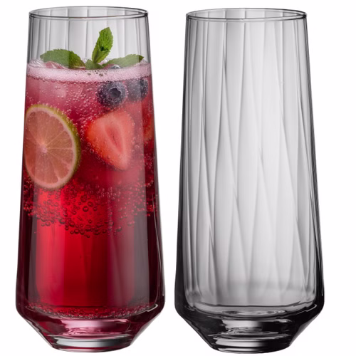 IMPERIAL Trinkgläser 2er Set – Strukturierte Gläser geriffelt aus Crystalline Glas 420ml "London/Cali" Spülmaschinenfest