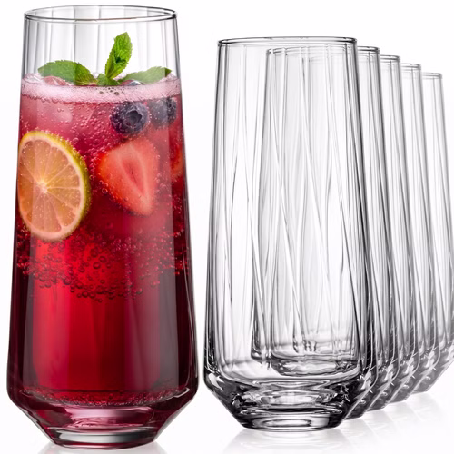 IMPERIAL Trinkgläser 6er Set – Strukturierte Gläser geriffelt aus Crystalline Glas 420ml "London/Cali" Spülmaschinenfest